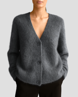 Weide | Gemütlicher Knopf-Cardigan in Dunkelgrau