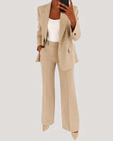 Maßgeschneidertes zweiteiliges Hosenanzug-Set für Damen in Beige