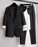 Paula - stilvolles dreiteiliges Blazer-Set für Damen in Schwarz