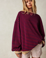 Mana | Gestreifter Oversize-Pullover in Schwarz & Rot