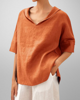 Alissa - Lässige, Locker Sitzende Bluse in Orange