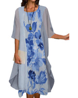 Venolia – Zweiteiliges Kleid Mit Blumenmuster in Dunkelblau