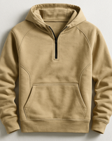 Kennet – Langarm-sweatshirt MIT Kapuze Und Viertelreißverschluss in Khaki