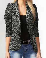 Nevaeh | Blazer mit Animal-Print und Reverskragen in Grau