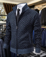 Maximilian | Premium-Strickjacke mit Reißverschluss in Blau