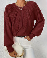 SAVINA – Strickweste mit floralem Muster in Bordeaux