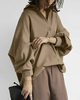 Brittney - Lässige Oversized-Bluse in Khaki