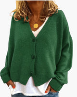 Gwen – Langärmelige Strickjacke in Dunkelgrün