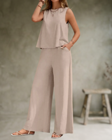 Alizeh - Elegantes ärmelloses Zweiteiliges Set in Beige