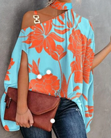 Silvermist | Einzigartige Elegante Bluse in Blau-orange