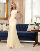 Elina | Damen Elegantes Plissee Maxi Kleid Formell – Plissee Maxi Elegant 2026 in Gelb