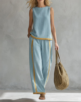 Leila | Elegantes Zweiteiliges Set mit Modernem Touch in Blau