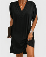 Theresa | Damen Kleid Flatternder Schnitt Leicht Sommer in Schwarz