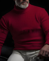 Richard - Warmer, komfortabler Herren-Rollkragenpullover in Rot