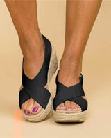 Bequeme orthopädische Keilabsatz Espadrilles Clara in Schwarz