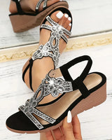 Susan – Orthopädische Keilsandalen in Schwarz