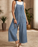 Solmira | Lässiger Denim-Jumpsuit mit Trägern in Hellblau