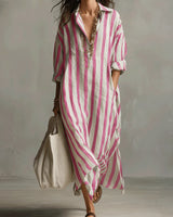Xanthe - luftiges Maxikleid aus Leinen in Pink
