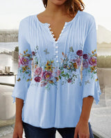 Devika - Bluse mit Floralprint in Blau