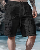 Raekwon – Leinen-Shorts Mit Elastischem Bund Und Kordelzug in Schwarz