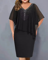 Amelie – Chiffon-kleid MIT V-ausschnitt Und Strassverzierung in Schwarz