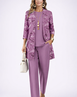 Pauline | Elegantes 3-teiliges Casual-Set in Lila