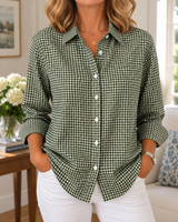 Colien – Langärmliges Gingham-Hemd mit Knöpfen in Grün