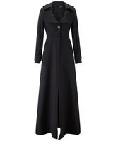 Damen Wintermantel | Langer Trenchcoat | Elegant & Wärmend | Winddicht in Schwarz