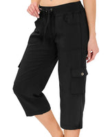 Mileni - Bequeme Caprihose Mit Hoher Taille Und Praktischen Taschen in Schwarz