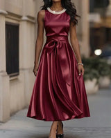 Sabine - Elegantes Midikleid mit Schleife in Rot