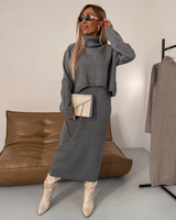 Nicole | Winter-Strickset für Damen in Grau