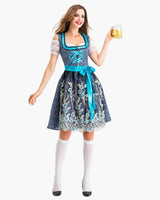 Traditionelles Dirndlkleid für Damen - Lotte in Blau Grün