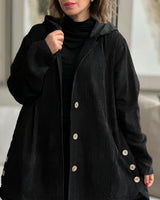 Cordia | Gemütliche Cordjacke mit Kapuze in Schwarz