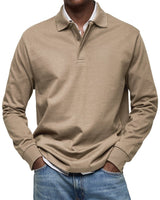Felix | Luxus Langarm-Poloshirt in Khaki