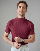 Herren Rollkragen Schlanke Passform T-Shirt in Rot