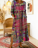 Maelle - Bedrucktes, locker geschnittenes Midikleid in Rosa