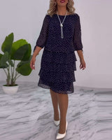Tilly - Gepunktetes Schichtenkleid in Marineblau (Fast ausverkauft)