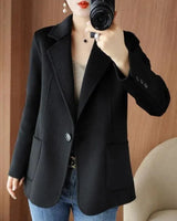 Tiberius | Herbst- und Winterverdickter Tweed Damen Blazer in Schwarz