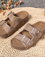 Abigail | Gepolstert Riemchen Sandalen in Khaki