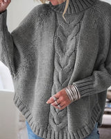 Edeltraut – Rollkragenpullover mit Fledermausärmeln in Grau