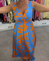 Kealia – Kleid Mit Blumenmuster Und Gesmokter Taille in Orange