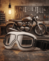 Alaric - Vintage-Motorradbrille in Cremiges Weiß