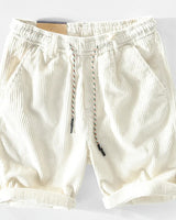Anneliis – Cord Shorts Mit Elastischem Bund in Weiß