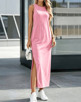 Hadjer - Lässiges Kleid Mit Rundhalsausschnitt Und Seitenschlitzen in Rosa