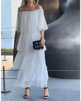 Mabeline - Geschichtetes Breeze Kleid in Weiß (Fast ausverkauft)