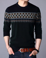 Thomas - Herren Strickpullover Rundhalsausschnitt mit Farbblöcken in Schwarz