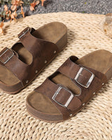 Abigail | Gepolstert Riemchen Sandalen in Kaffeebraun