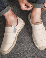 Bozz | Stilvolle handgefertigte Strohschuhe aus Segeltuch in Beige