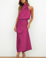 LARA | SATIN KLEID in Rosa