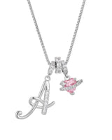 Nerute - Anhänger Mit Anfangsbuchstabe Und Rosa Herzanhänger in Silber